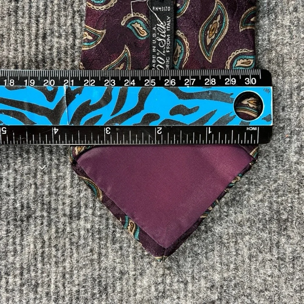 Strathmore Anderson Little Mens Silk Tie Purple Paisley Italian Fabric USA Made